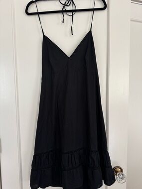 Converse One Star 100% cotton Black Spaghetti-Strap Midi Dress size Large